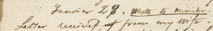 La date du 28 janvier 1852 (carnet 1, page 1)